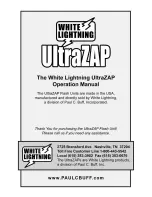 Preview for 1 page of White Lightning UltraZap Operation Manual