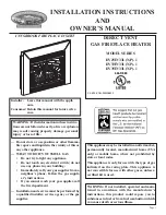 White Mountain Hearth Dv25IN33L-1 Installation Instructions And Owner'S Manual preview