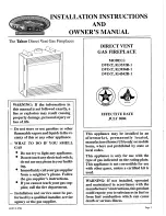 White Mountain Hearth Tahoe DVDR3532R-1 Installation Instructions And Owner'S Manual preview
