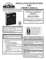 Preview for 1 page of White Mountain Hearth Vail Installation Instructions And Owner'S Manual