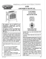 Preview for 1 page of White Mountain Hearth VFCM-25-3 Installation Instructions And Owner'S Manual