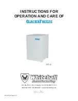 Whitehall GlacierFreeze GF-12 Instructions For Operation And Care preview