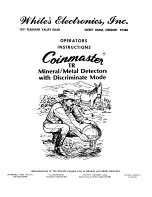 White's Coinmaster TR Operator Instructions Manual preview
