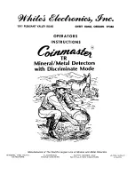 White's Coinmaster TR Operator Instructions Manual предпросмотр