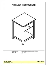 Preview for 1 page of Whitewood Furniture BD-7001 Assembly Instructions