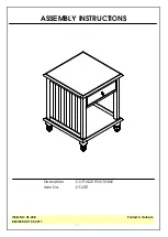 Preview for 1 page of Whitewood Furniture COTTAGE OT-20E Assembly Instructions Manual