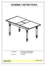 Preview for 1 page of Whitewood Furniture T-3660XB Assembly Instructions