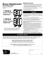 Preview for 1 page of Whittier Wood Furniture Bryce 1104RLN Assembly Instructions