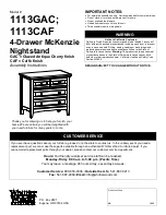 Whittier Wood Furniture McKenzie 1113GAC Assembly Instructions preview