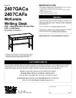 Preview for 1 page of Whittier Wood Furniture McKenzie 2407GACa Quick Start Manual