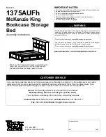 Whittier Wood Furniture McKenzie King Bookcase Storage Bed Assembly Instructions Manual предпросмотр