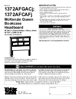 Предварительный просмотр 1 страницы Whittier Wood Furniture McKenzie Queen 1372AFGACj Assembly Instructions