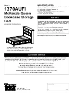 Whittier Wood Furniture McKenzie Queen Bookcase Storage Bed Assembly Instructions Manual preview