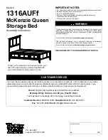 Whittier Wood Furniture McKenzie Queen Storage Bed Assembly Instructions Manual preview