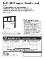 Предварительный просмотр 1 страницы Whittier Wood Furniture McKenzie Twin Headboard Assembly Instructions