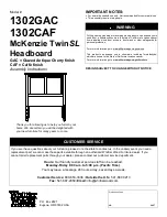 Предварительный просмотр 1 страницы Whittier Wood 1302GAC Assembly Instructions