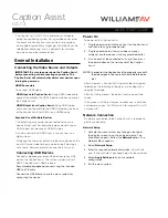 Preview for 1 page of Williams AV CA C3 Quick Start Manual