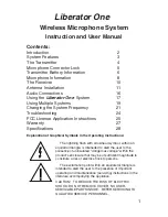 Preview for 1 page of Williams Sound Liberator One Instruction And User'S Manual