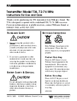 Williams Sound Transmitter T36 Instructions For Use And Care Manual preview