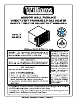 Preview for 1 page of Williams 2503531 Owner'S Operation And Installation Manual