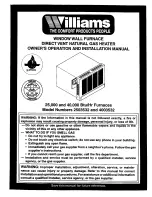 Preview for 1 page of Williams 2503532 Owner'S Operation And Installation Manual