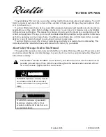 Preview for 1 page of Winnebago 2005 Rialta Owner'S Manual
