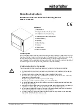 Предварительный просмотр 1 страницы Winterhalter GSR 36 Operating Instructions Manual