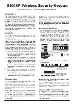 Preview for 1 page of Wireless Alarms S100KP Installation And Operating Instructions