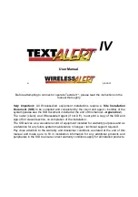 Preview for 1 page of WirelessAlert TextAlert IV User Manual