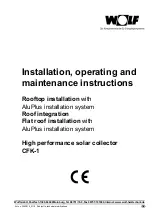 Preview for 1 page of Wolf CFK-1 Installation, Operating And Maintenance Instructions