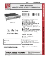 Wolf Counter Model Achiever Charbroiler ACB Series Specification Sheet preview