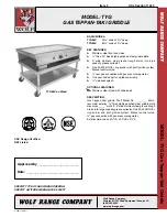 Wolf TYG48C Specification Sheet preview