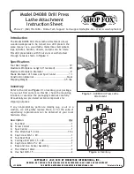 Woodstock SHOP FOX D4088 Instruction Sheet preview