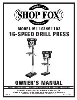 Woodstock SHOP FOX M1102 Owner'S Manual preview
