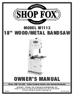 Предварительный просмотр 1 страницы Woodstock SHOP FOX M1113 Owner'S Manual