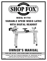 Woodstock SHOP FOX W1758 Owner'S Manual preview