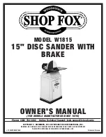 Предварительный просмотр 1 страницы Woodstock SHOP FOX W1815 Owner'S Manual