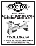 Woodstock Shop fox W1856 Owner'S Manual preview