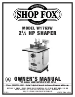 Предварительный просмотр 1 страницы Woodstock ShopFox W1763W Owner'S Manual