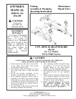 Worksaver HK-305 Assembly & Mounting Operating Instructions preview