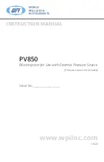 WPI PV850 Instruction Manual preview