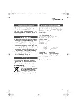 Предварительный просмотр 7 страницы Würth 071455 205 Translation Of The Original Operating Instructions