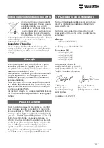 Preview for 111 page of Würth 071553165 Translation Of The Original Operating Instructions