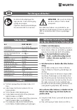 Preview for 19 page of Würth 0827 940 370 Translation Of The Original Operating Instructions