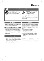 Preview for 12 page of Würth 0964 764 009 Translation Of The Original Operating Instructions