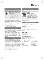 Preview for 26 page of Würth 5952 000 200 Translation Of The Original Operating Instructions