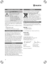 Предварительный просмотр 70 страницы Würth 5952 000 200 Translation Of The Original Operating Instructions