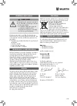 Preview for 191 page of Würth 5952 000 200 Translation Of The Original Operating Instructions