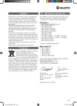 Предварительный просмотр 123 страницы Würth EVAPO MAT 0891 764 400 Translation Of The Original Operating Instructions