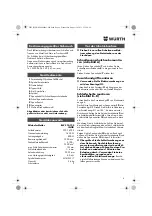 Предварительный просмотр 8 страницы Würth EWS 14-125 INOX English Translation Of The Original Operating Instructions